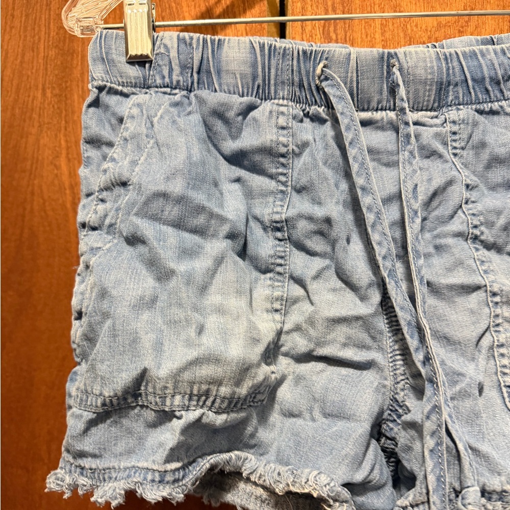 Blue Denim Women's Drawstring Shorts - Picture 3 of 5